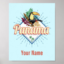 Panama City Toucan Retro Palm Trees Poster