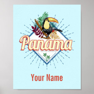 Panama City Toucan Retro Palm Trees  Poster