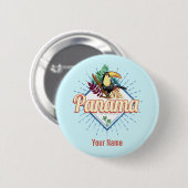 Panama City Toucan Retro Palm Trees  Ronde Button 5,7 Cm (Voorkant /achterkant)
