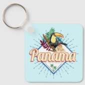 Panama City Toucan Retro Palm Trees  Sleutelhanger (Voorkant)