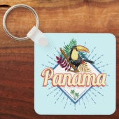 Panama City Toucan Retro Palm Trees  Sleutelhanger (Voorkant)
