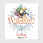Panama City Toucan Retro Palm Trees  Sticker (Vel)