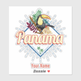 Panama City Toucan Retro Palm Trees Sticker
