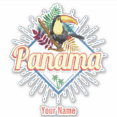 Panama City Toucan Retro Palm Trees  Sticker (Voorkant)