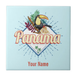 Panama City Toucan Retro Palm Trees Tegeltje