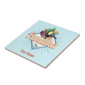 Panama City Toucan Retro Palm Trees Tegeltje (Zijkant)