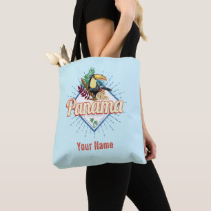Panama City Toucan Retro Palm Trees Tote Bag