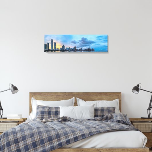 Panama City van het Zee Skyline Canvas Druk (Insitu (Slaapkamer))
