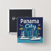 Panama City Vierkante Button 5,1 Cm (Voorkant /achterkant)