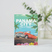 Panama City vintage reisposter Briefkaart (Staand voorkant)