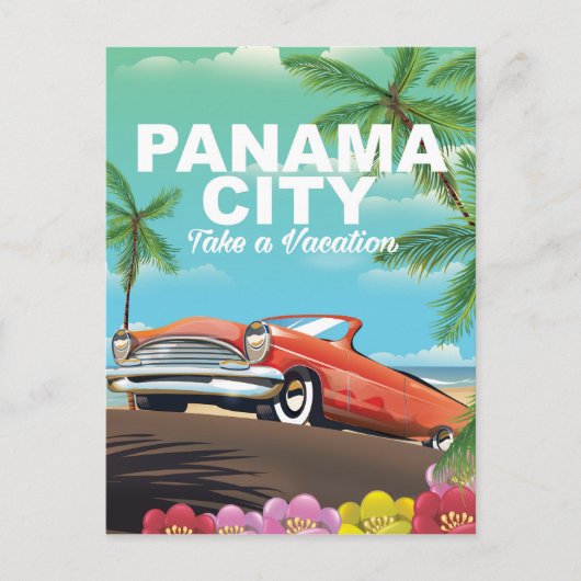 Panama City vintage reisposter Briefkaart (Voorkant)