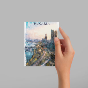 Panama City Waterverf Skyline Briefkaart