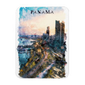 Panama City Waterverf Skyline Magneet (Verticaal)