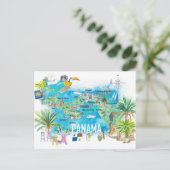 Panama Illustrated Travel Map Briefkaart (Staand voorkant)
