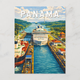 Panama Illustratie Reis Kunst Vintage Briefkaart