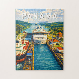 Panama Illustratie Reis Kunst Vintage Legpuzzel