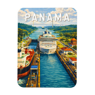 Panama Illustratie Reis Kunst Vintage Magneet