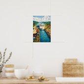 Panama Illustratie Reis Kunst Vintage Poster (Keuken)