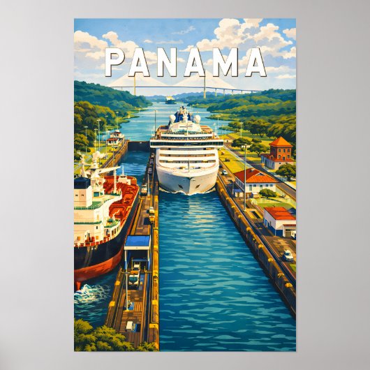 Panama Illustratie Reis Kunst Vintage Poster (Voorkant)