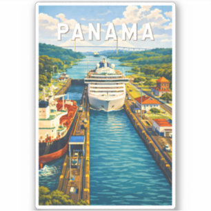 Panama Illustratie Reis Kunst Vintage Sticker