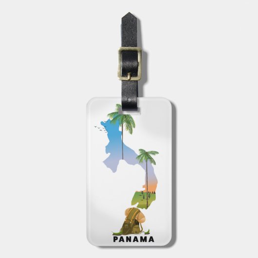 Panama-kaart Afdruk reisaffiche geïllustreerd. Bagagelabel (Voorkant verticaal)