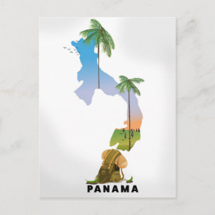 Panama-kaart Afdruk reisaffiche geïllustreerd. Briefkaart