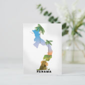 Panama kaart geïllustreerde reisposter print. (Staand voorkant)
