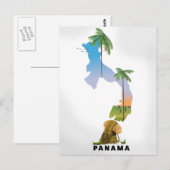 Panama kaart geïllustreerde reisposter print. (Voorkant / Achterkant)