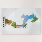 Panama kaart geïllustreerde reisposter print. legpuzzel (Horizontaal)