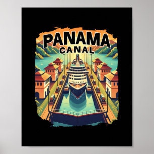 Panama Kanaal Cruise Reis Boot Schip Vintage Grafi Poster