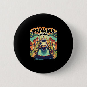 Panama Kanaal Cruise Reis Boot Schip Vintage Grafi Ronde Button 5,7 Cm