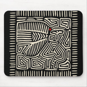 Panama Kuna Indiaanse Mola Vogel - Zwart Wit Muismat