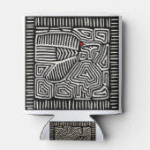 Panama Kuna Indian Mola Pajaro - Black White Blikjeskoeler (Achterkant)