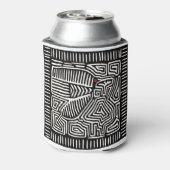 Panama Kuna Indian Mola Pajaro - Black White Blikjeskoeler (Blikje Achterkant)