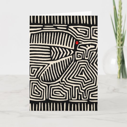 Panama Kuna Indian Mola Pajaro - Black White Kaart (Voorkant)