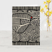 Panama Kuna Indian Mola Pajaro - Black White Kaart (Gele Bloem)