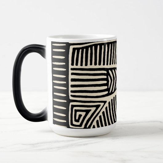 Panama Kuna Indian Mola Pajaro - Black White Magische Mok (Links)