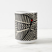 Panama Kuna Indian Mola Pajaro - Black White Magische Mok (Midden)