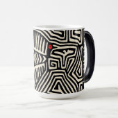 Panama Kuna Indian Mola Pajaro - Black White Magische Mok (Voorkant rechts)