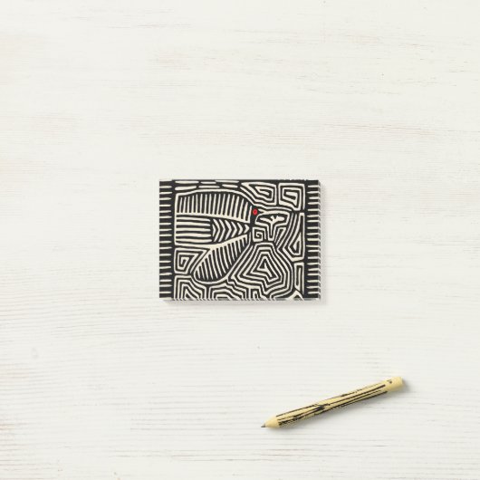 Panama Kuna Indian Mola Pajaro - Black White Post-it® Notes (Op bureau)