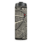 Panama Kuna Indian Mola Pajaro - Black White Thermosbeker (Voorkant)