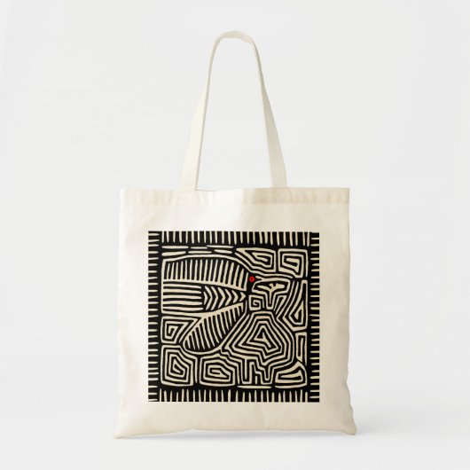 Panama Kuna Indian Mola Pajaro - Black White Tote Bag (Voorkant)