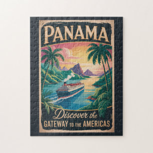 Panama Landschap Illustratie Reis Kunst Vintage Legpuzzel