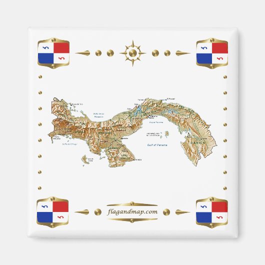 Panama Map + Banners Magnet (Voorkant)