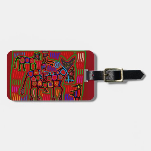 Panama Mola - Red een paardenride als Cowboy Bagagelabel (Voorkant horizontaal)