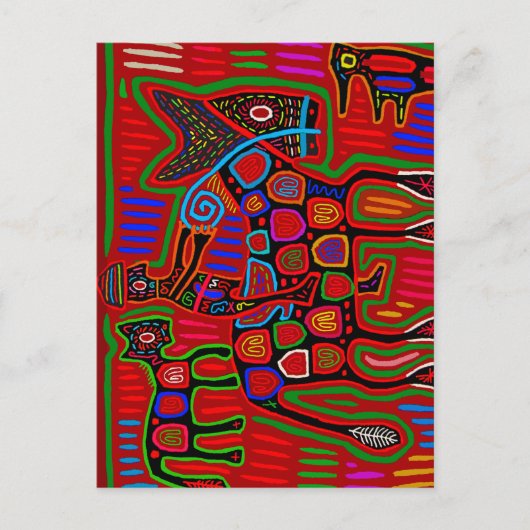 Panama Mola - Red een paardenride als Cowboy Briefkaart (Voorkant)