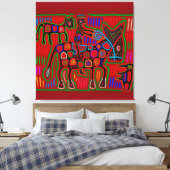 Panama Mola - Red een paardenride als Cowboy Canvas Afdruk (Insitu (Slaapkamer))