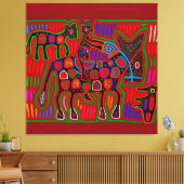 Panama Mola - Red een paardenride als Cowboy Canvas Afdruk (Insitu (Woonkamer))