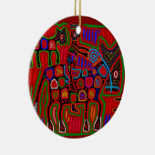 Panama Mola - Red een paardenride als Cowboy Keramisch Ornament (Rechts)