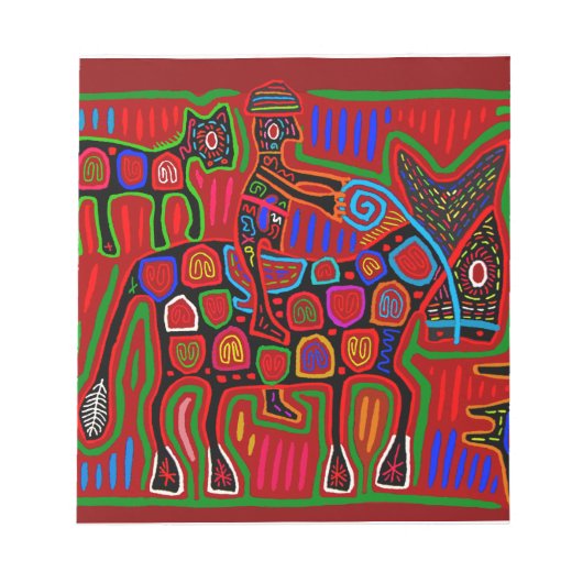 Panama Mola - Red een paardenride als Cowboy Notitieblok (Voorkant)